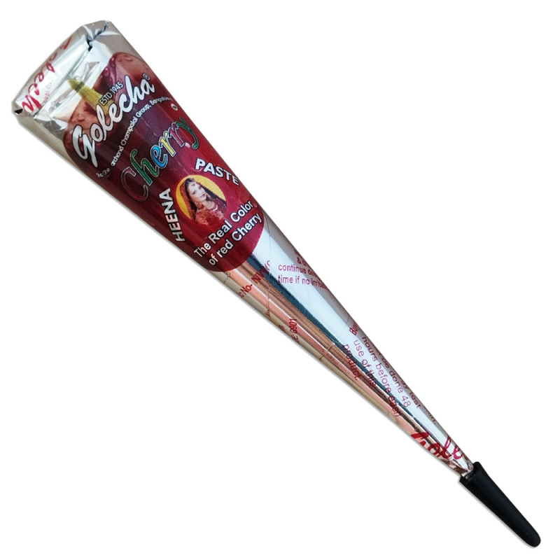 Temporär tatuering med röd henna (Golecha Cherry) på hud