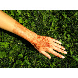 Henna-tatuering med naturlig henna på hand