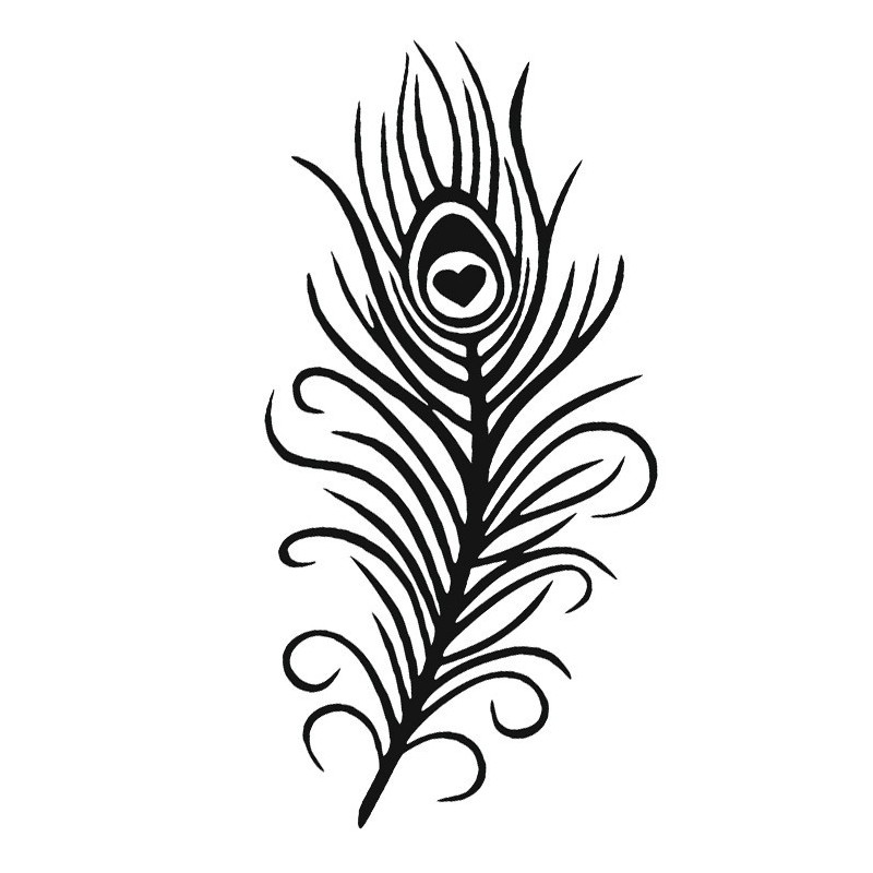 Plantilla de henna Pluma de pavo real 10 × 15 cm