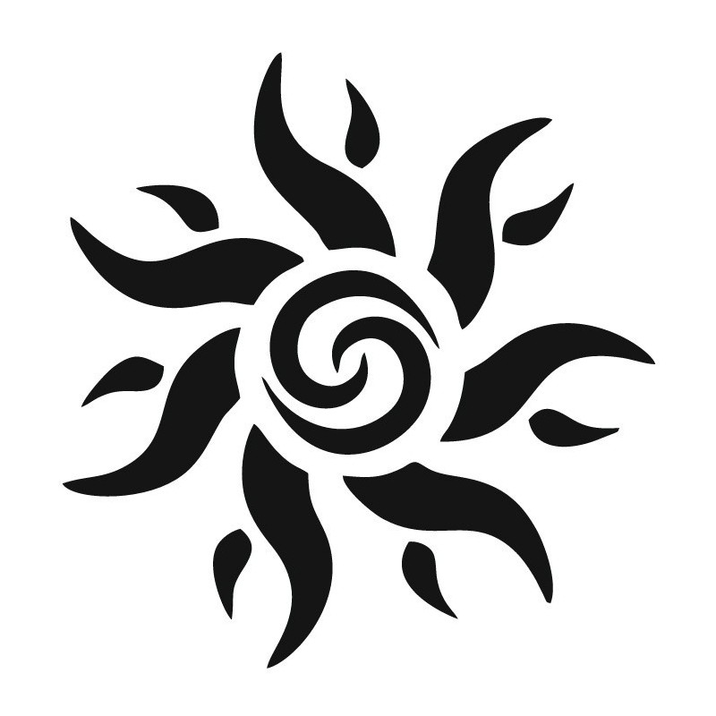 Pochoir henné soleil en spirale 7 × 7 cm