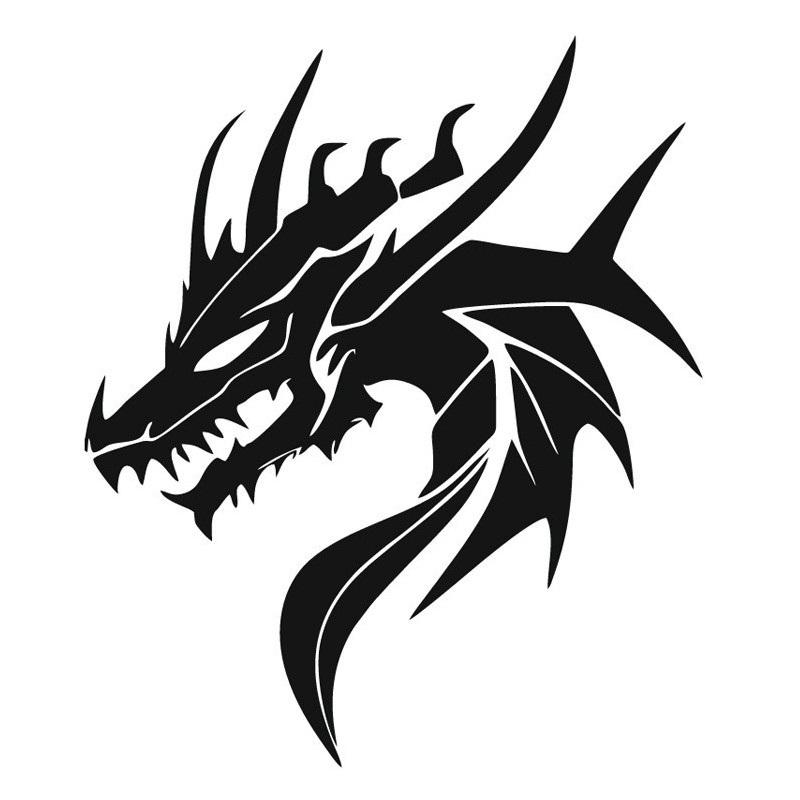 Dragon Head Henna Stencil 7×7cm – Disposable Self-Adhesive Template