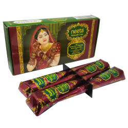 4 x Neeta Henna – Henna natural marrón para tatuajes (caja con 4 conos)