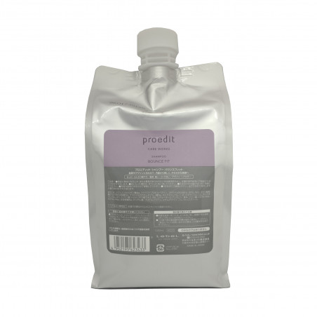 Champô Lebel Proedit Bounce Fit (1L recarga): recuperação e brilho para cabelos danificados, 1000 ml