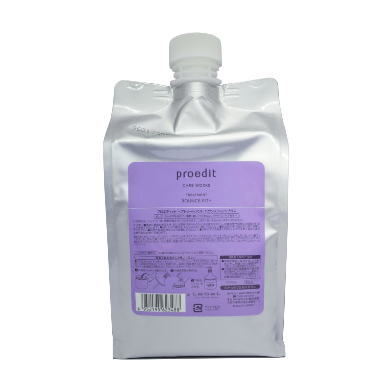 Máscara Lebel Proedit Bounce Fit Plus (1L recarga): recuperação intensiva para cabelos severamente danificados, 1000 ml