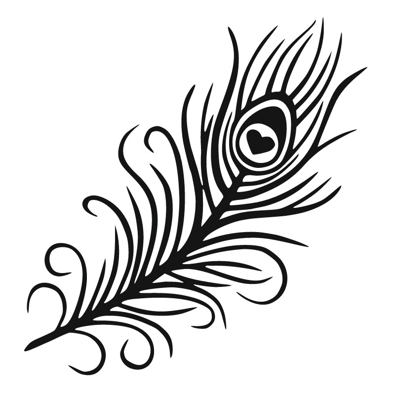 Plantilla de henna Pluma de pavo real 7 × 7 cm