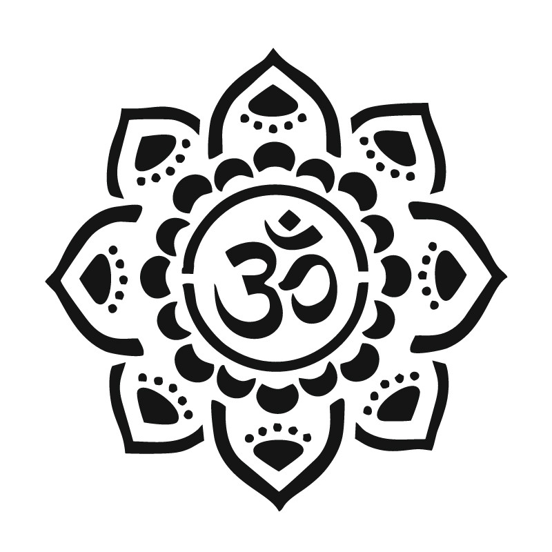 Pochoir henné mandala avec Om 20×20 cm