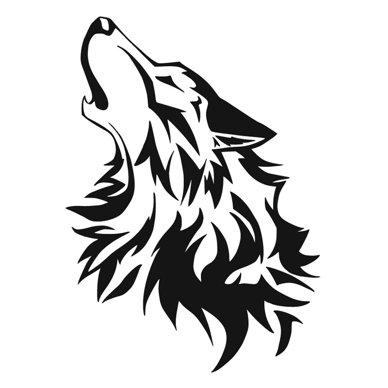 Pochoir henné loup hurlant 10 × 15 cm