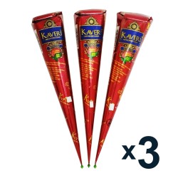 Hena castanha natural Kaveri (3 cones) | conjunto para mehendi